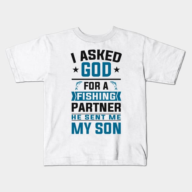 Angler Fishing Father and Son Angling Partners Kids T-Shirt by Foxxy Merch